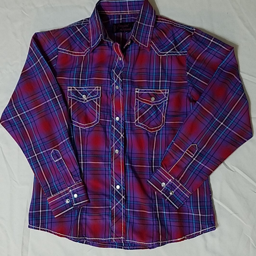 Girls Western Long Sleeve Button Down Shirt